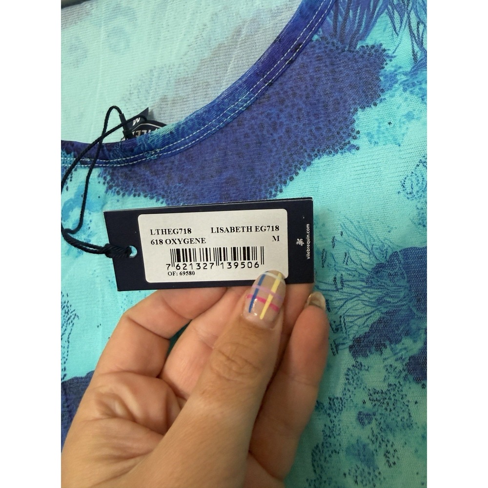 Vilebrequin Lizabeth Maxi Dress NWT TULLE CORAL REEF Oxygen Size Medium Blue - Picture 7 of 8